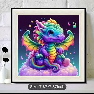 Diamond Painting Kit,  baby dragon, measures 20 x 20 cm